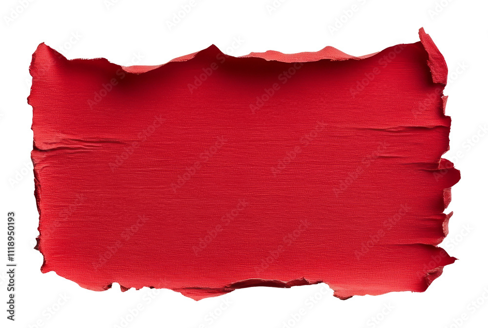 Poster red paint brush stroke texture on transparent background, artistic element. creative design and art 