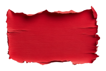 Red paint brush stroke texture on transparent background, artistic element. Creative design and art concept