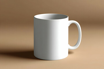 Obraz premium A simple white mug on a neutral background, suitable for beverages.
