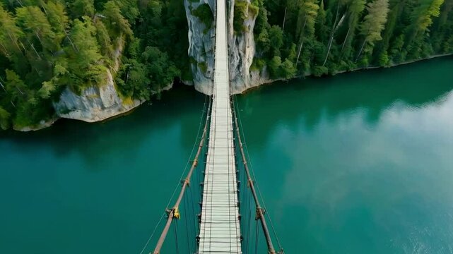Drone Crosses Iconic Suspension Bridge