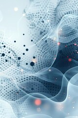 Abstract design with flowing shapes and dotted patterns in soft colors.