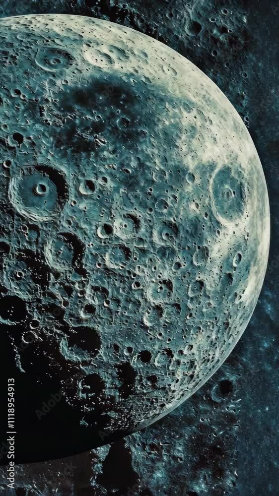 Wall mural captivating view of the moon's surface revealing craters and texture in the dark expanse of outer sp