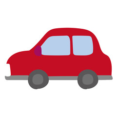 横向きの赤色の車