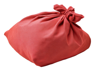 Colorful sack tied at the top, cut out - stock png.