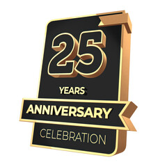 25th Anniversary backdrop, isolated on white background