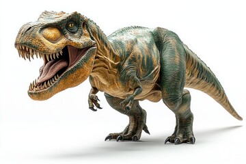 Tyrannosaurus Rex dynamic pose hyper-detailed fierce expression dramatic lighting white background