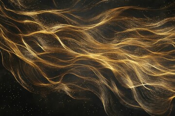 Abstract golden waves on a dark background, evoking movement and light.