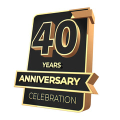 40th Anniversary backdrop, isolated on white background