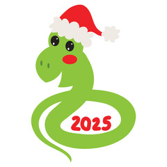 Fototapeta premium Cute Christmas snake 2025 vector cartoon illustration