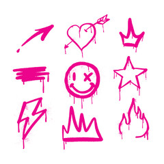 Collection Of Graffiti Spray Paint Hand Drawn Vector