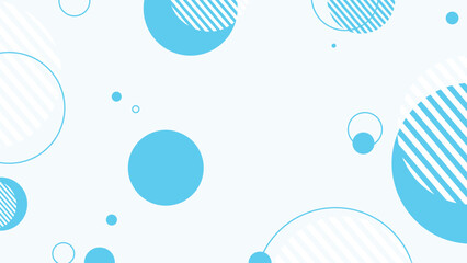 Abstract blue memphis background with flat geometric  round shapes
