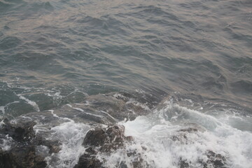 Image of waves crashing on Imrang Beach in Busan, Korea
