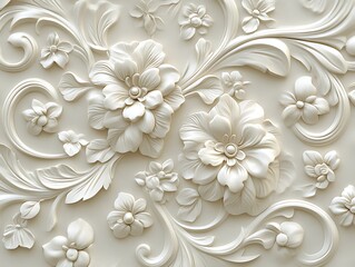 Delicate 3D Relief of Intricately Sculpted Flowers