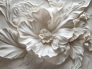 Delicate 3D Relief of Intricately Sculpted Flowers