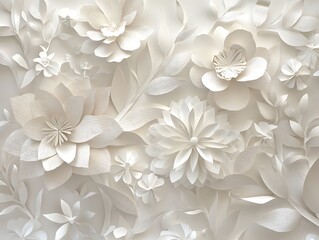 Delicate 3D Relief of Intricately Sculpted Flowers