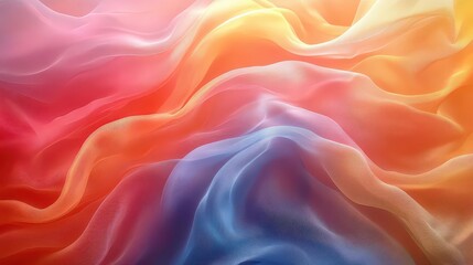 Obraz premium Abstract colorful fabric waves creating a smooth, flowing texture.