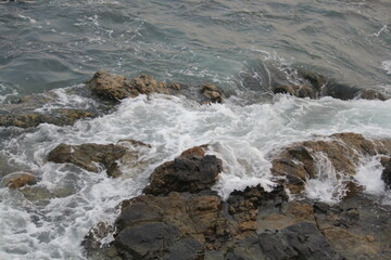 Image of waves crashing on Imrang Beach in Busan, Korea
