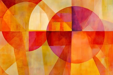 Abstract Warm Hues Geometric Circle Composition