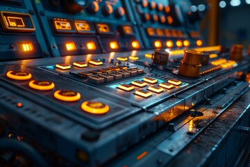 High-tech control panel with illuminated buttons and advanced features.