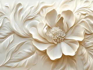 Delicate 3D Relief of Intricately Sculpted Flowers