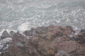 Image of waves crashing on Imrang Beach in Busan, Korea
