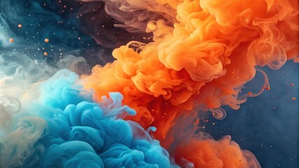 Obraz premium Dynamic Orange and Blue Abstract Splash With Captivating Patterns and Movement. Generative AI