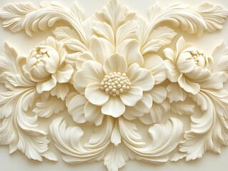 Delicate 3D Relief of Intricately Sculpted Flowers