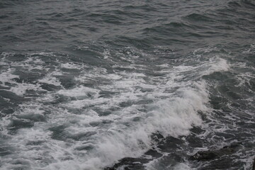 Image of waves crashing on Imrang Beach in Busan, Korea

