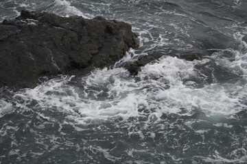 Image of waves crashing on Imrang Beach in Busan, Korea

