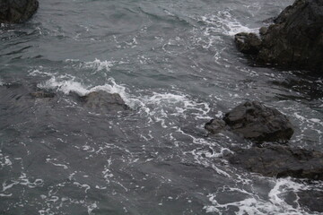 Image of waves crashing on Imrang Beach in Busan, Korea
