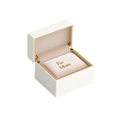 Elegant White Gift Box with "For Mom" Inscription for Mother's Day or Birthday