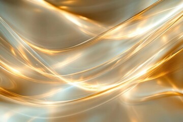 Obraz premium Golden Waves Abstract Background Design: Flowing, Luminous, Elegant, Shimmering, Serene, Abstract Art, Digital Creation, Luxurious, Smooth, Opulent Textures, for Digital Design Projects.