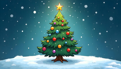 Fototapeta premium christmas tree with snow