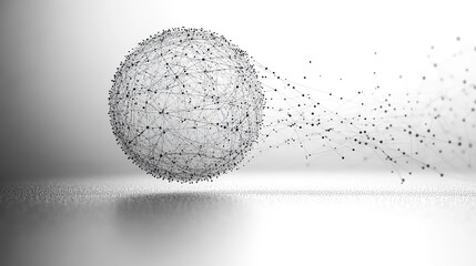 Concept of global network and connectivity with a globe made of lines, dots, and connections on a clean background