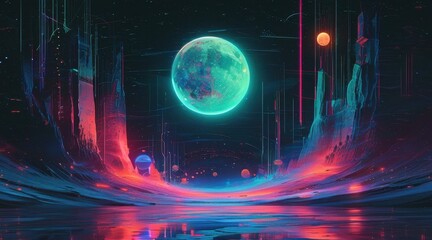 Fototapeta premium Space Retro Futurism