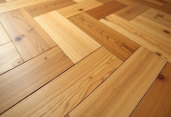 Luxurious Glossy Wooden Surface: Traditional Parquet Pattern with Warm Oak Texture and Rich Wood Grain for Classic Interiors
