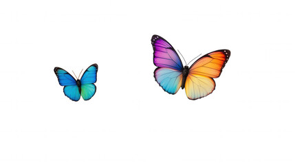 Fototapeta premium [Vibrant Butterfly Digital Art Logo Concept] Vibrant Butterfly Digital Art Logo Design on Dark Background Blue Unicolored & Multicolored Wings Spread Wide