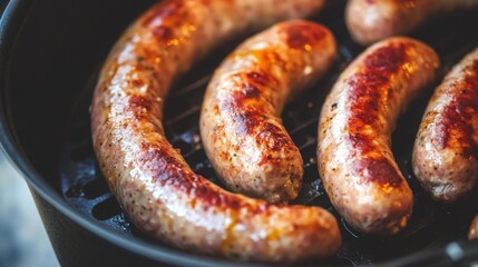 Fototapeta premium Warm Breakfast Sausages in a Kitchen Setting
