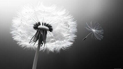 Dandelion Seed Head Close-Up Black and White Grief Loss Nature Memories