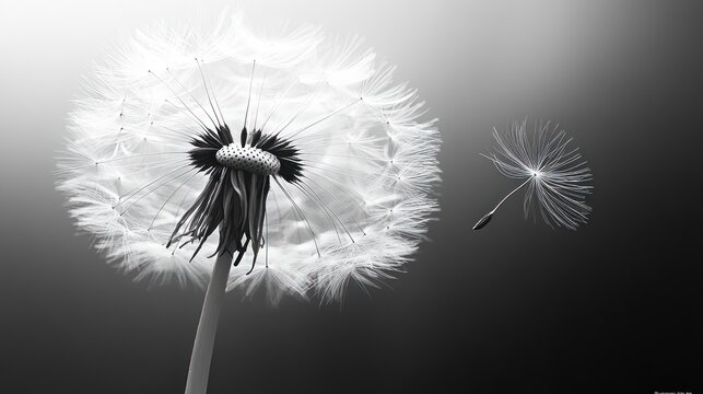 Dandelion Seed Head Close-Up Black and White Grief Loss Nature Memories