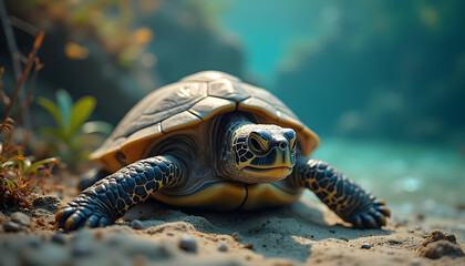 Naklejka premium turtle on the beach