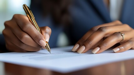 Business professional signing document office image close-up viewpoint