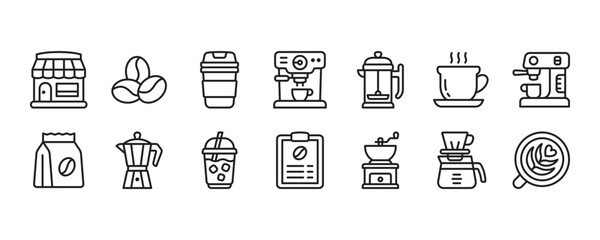 Coffee Shop Icon Set. Vector Graphic Illustration.