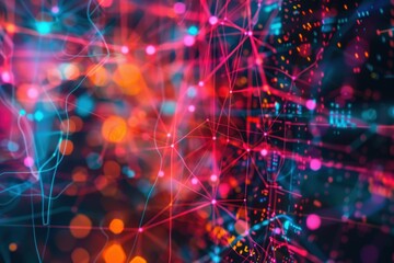 Obraz premium Abstract visualization of interconnected data and networks.