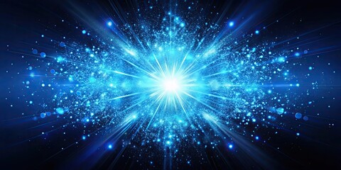 Obraz premium Abstract blue particles exploding in a burst of energy , abstract, blue, particles, explosion, burst, energy, vibrant