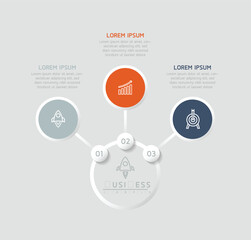 Vector infographic business presentation template with circular interconnection with 3 options.
