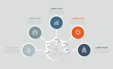 Vector infographic business presentation template with circular interconnection with 4 options.