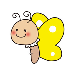 横向きの黄色いちょうちょ