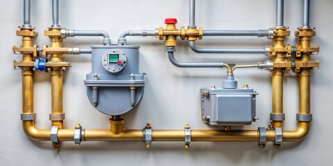 Residential gas meter and pressure regulator for natural gas systems , utility, equipment, pipeline, gas supply