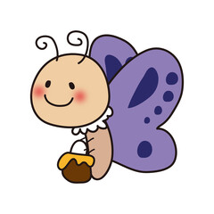 蜜を持った紫色のちょうちょ